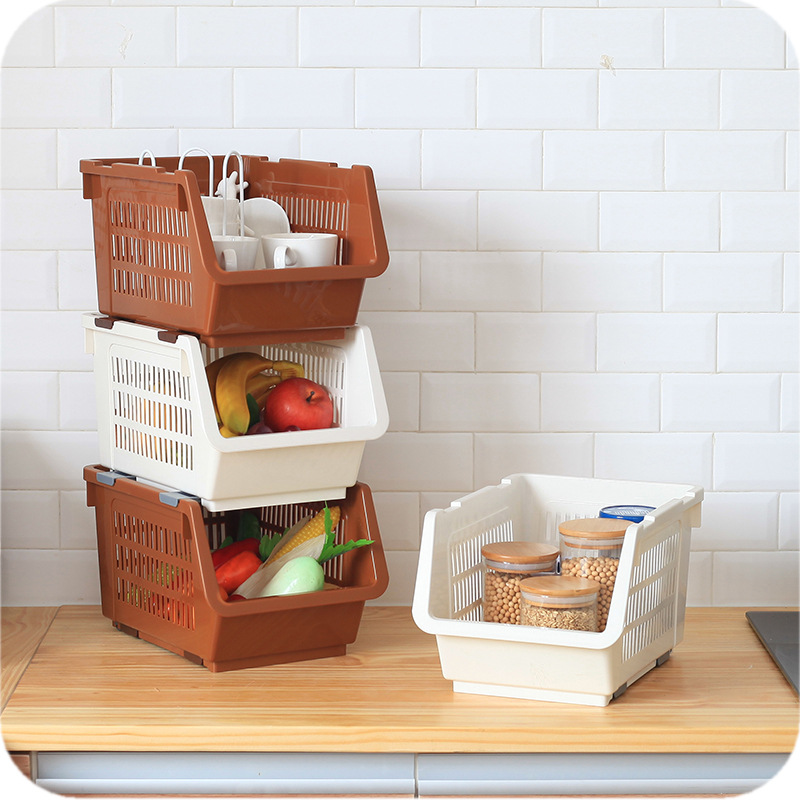บ้านครัวตะกร้าผัก Multi-Layer STACKABLE เศษซากของเล่นตะกร้าเก็บเสื้อผ้าตะกร้าเก็บพลาสติก