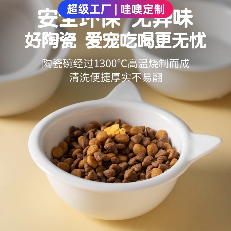 Wow Custom Cat Bowl ชามแมว ชามสัตว์เลี้ยง ชามสุนัข ชามอาหารแมว ชามเซรามิคคู่ ชามอาหาร ไม้ไผ่ ขาตั้งไม้ อุปกรณ์สำหรับสัตว์เลี้ยง
